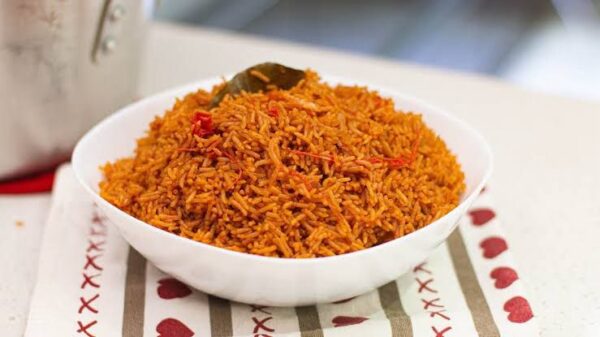 Jollof rice with coleslaw