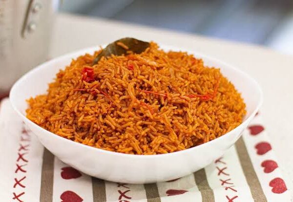 Jollof rice with coleslaw